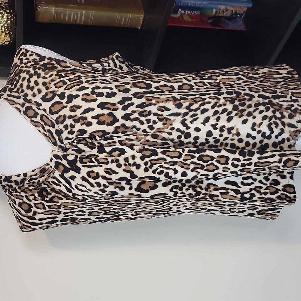 KARL LAGERFELD Paris Black Brown Animal Print Sleeveless Top L/XL